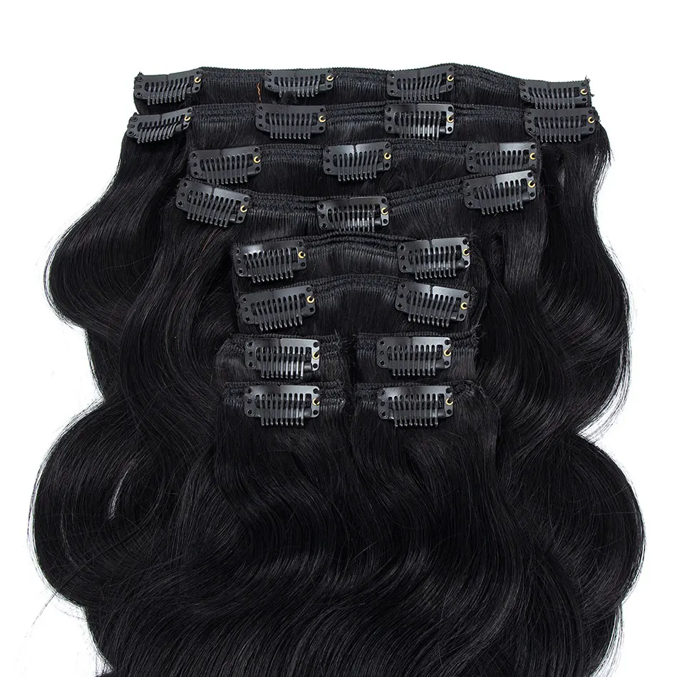 Body Wave Clip in Hair Extensions 100% Real Remy Human Hair Extensions 10 Pcs Body Wave Clip Ins for Women