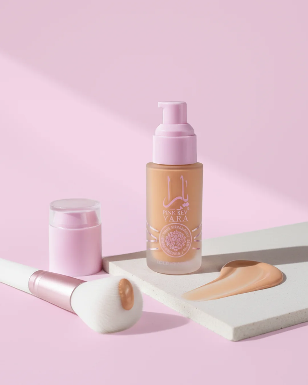 Base líquida YARA marca PINK KEY, corrector efectivo, resistente al sudor, maquillaje, Base facial profesional, 4 tonos diferentes