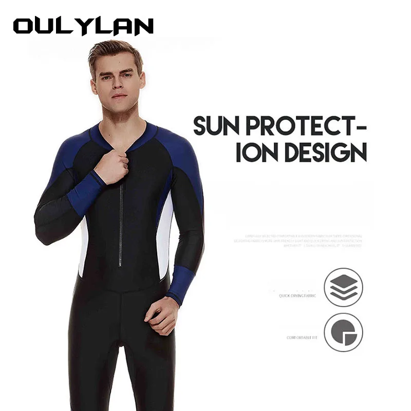 OULYLAN-Fato de mergulho completo para homens, fatos de banho surf, proteção solar masculina, surf e roupa de banho, 5XL