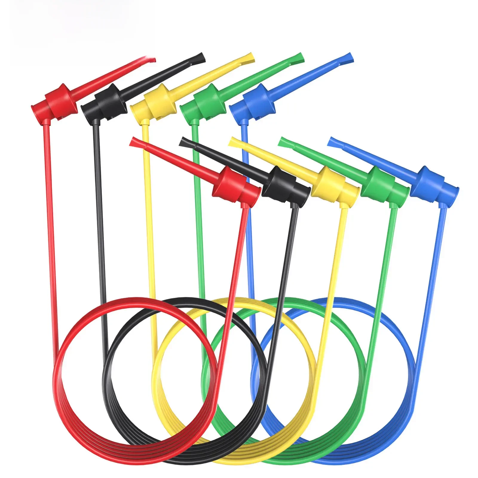 Cleqee P1520 5PCS Test Hook Clip to Mini Grabber Test Leads SMD IC Tool Silicone Jumper Wire 20AWG Electrical 50cm Test Cable — zdjęcie 2