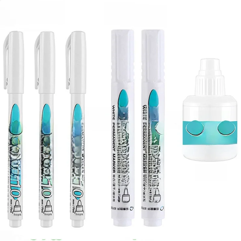 Stylo marqueur blanc huileux pour peinture de pneus, carnet de notes, bande de roulement, peinture environnementale, stylos Graffiti permanents imperméables, 6/1 pièces/ensemble