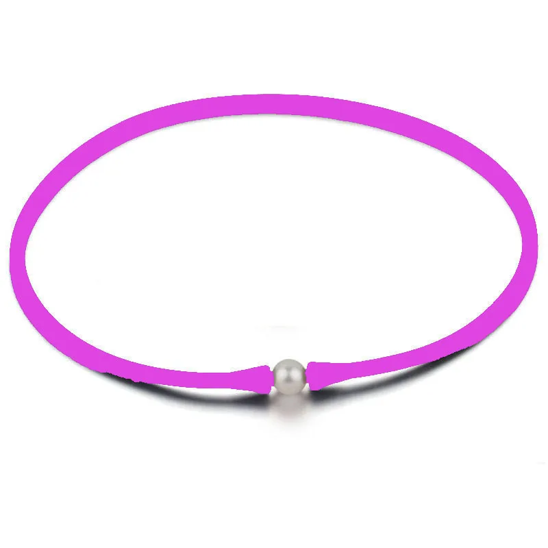 Wholesale 16 inches Eggplant Rubber Silicone Natural 10-11mm Oval Pearl Necklace