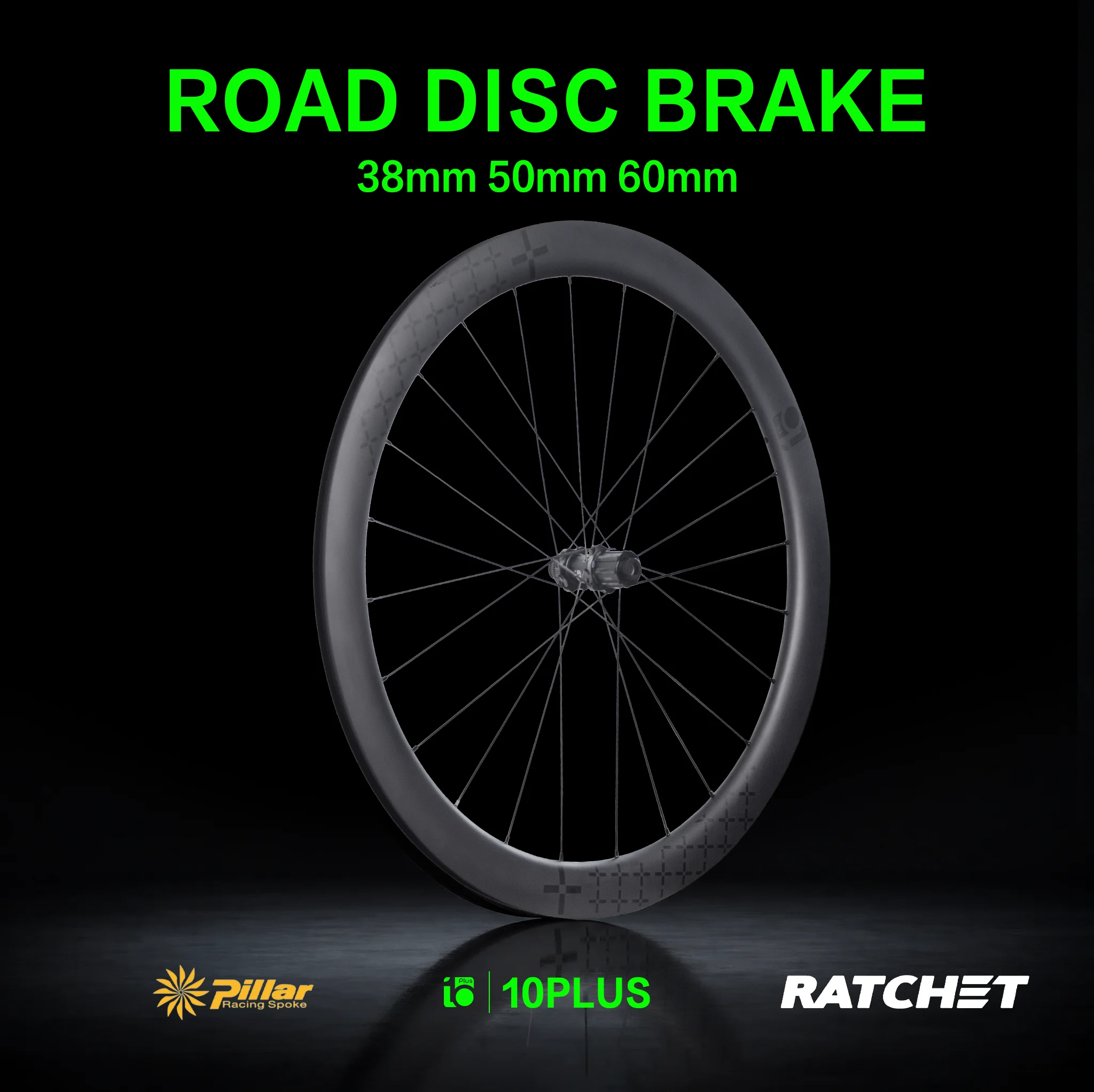 10PLUS T Series 50mm Rim Depth 700c Aero Carbon Rim Wheelset Disc Brake 36T Star Ratchet Center Lock Pillar 1423 Road Bicycle