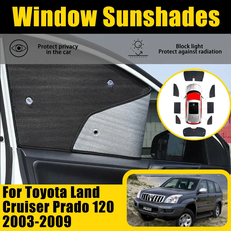 Car Full Covers Sunshades For Toyota Land Cruiser Prado 120 J120 LC120 FJ120 2003~2009 Car Accessories Window Visor Accessories