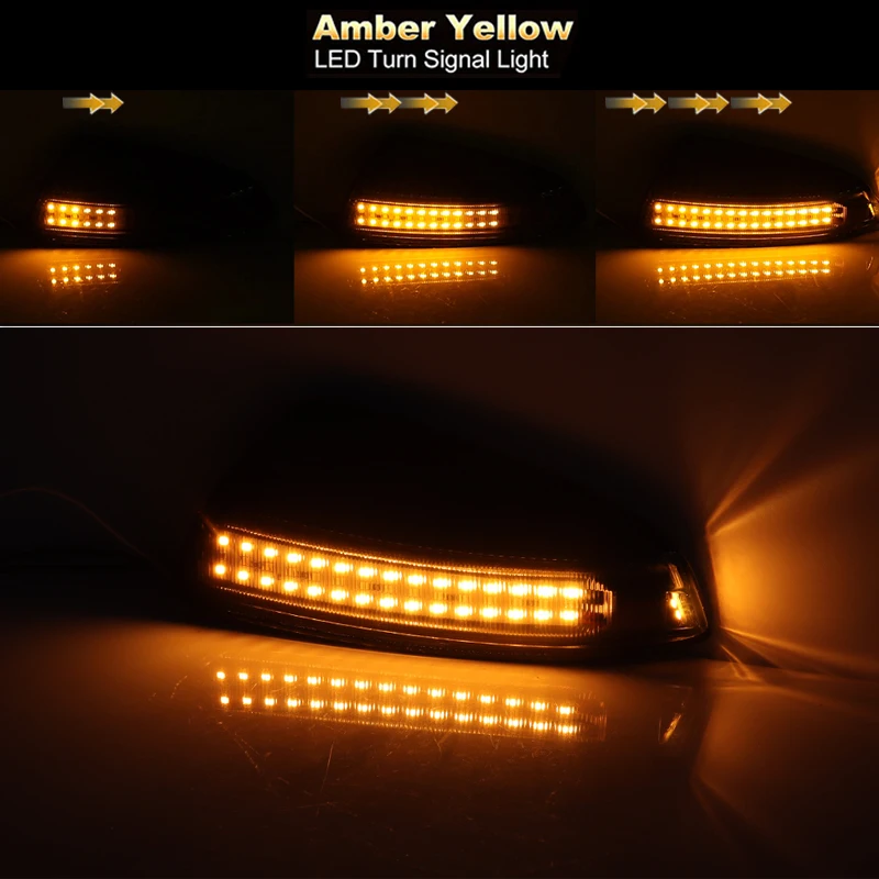 المتعرج LED الجانب مرآة العنبر أضواء الإشارة الأبيض DRL لمرسيدس بنز W204 S204 W639 W164 ML300 ML500 ML550 C250 C300 C350 #6