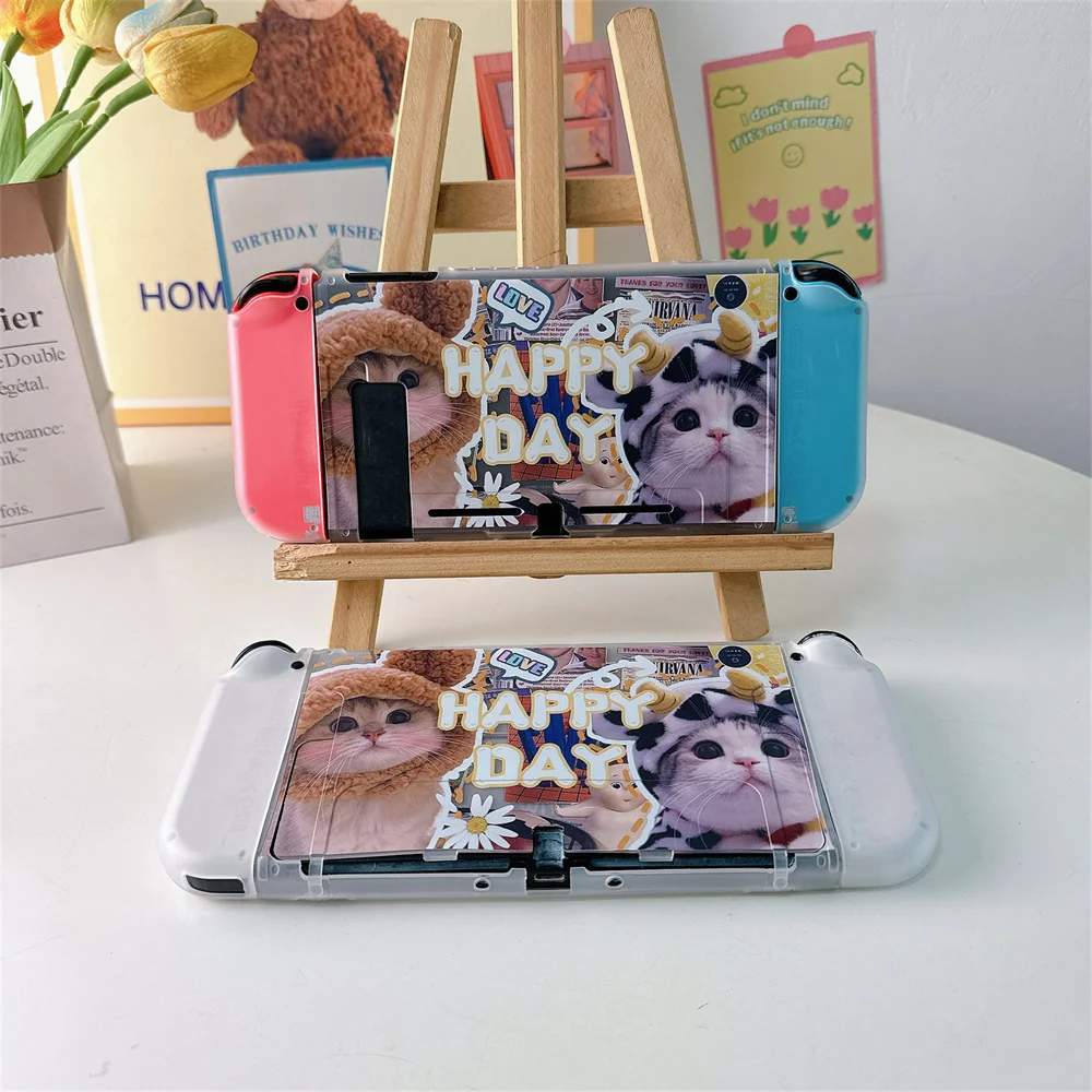 Cute Kawaii Cat Pattern Protective Case For Nintendo Switch Oled Protector Cover For Switch NS Game Console Accessories Casing