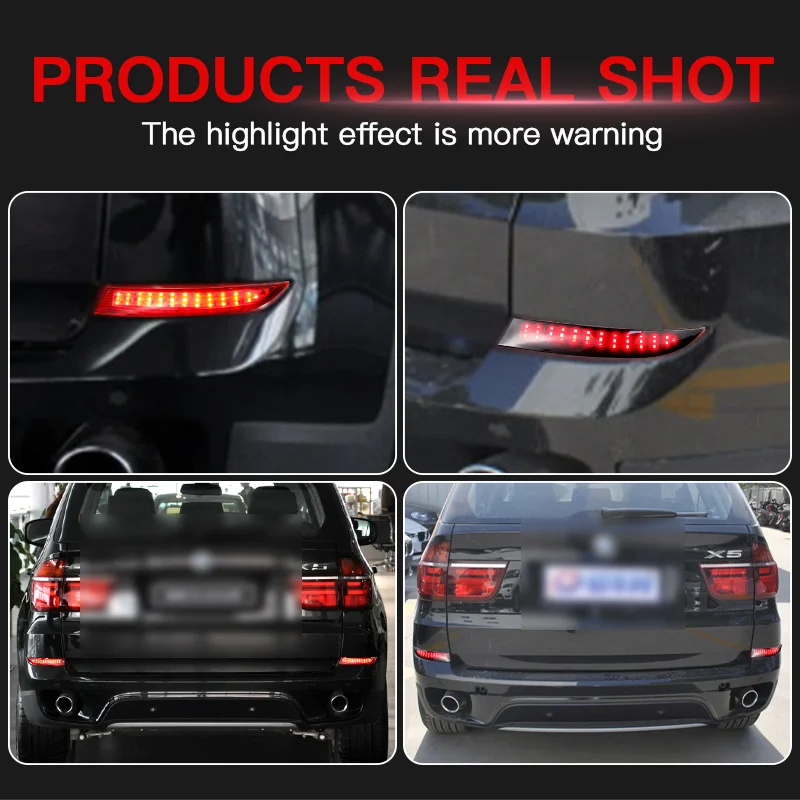 Vermelho Smoked Lens LED Rear Bumper Reflector Light, Fog Lamp, Luz de advertência, Acessórios de carro, BMW X5, E70 LCI, 2011, 2012, 2013, 2pcs