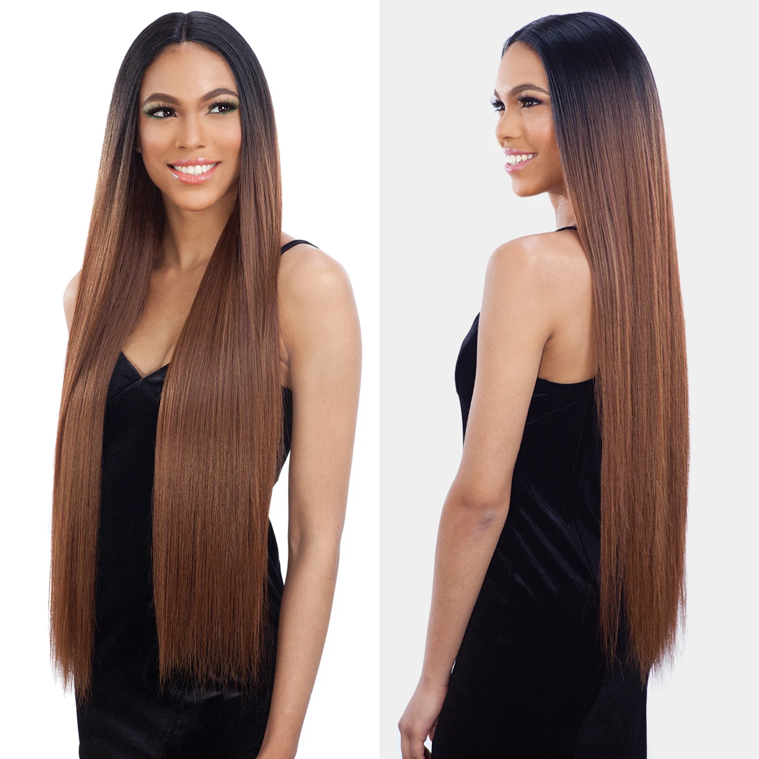 Shake-N-Go Weave Organique Mastermix Yaky Straight 4 قطع مع إغلاق جزء من الدانتيل العميق عالي الدقة (242628 بوصة) #2