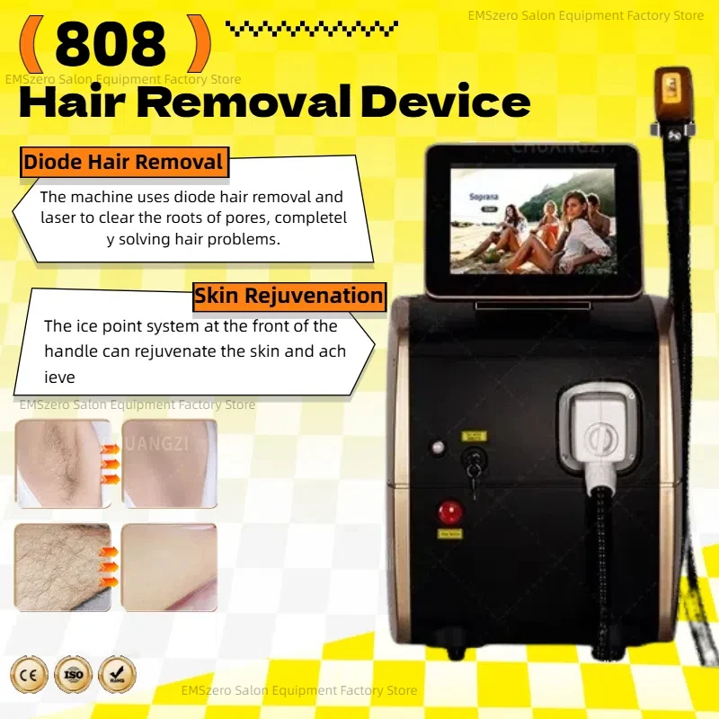 

Портативный диодный лазер 808 нм с 3 длинами волн для быстрого и безболезненного удаления волос, перманентной депиляции и омоложения кожи