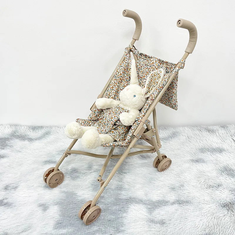 Floraler Puppenwagen für Puppen, zusammenklappbarer Puppenwagen, Kutsche mit Tasche, Puppenzubehör, Spielspielzeug, Haus, Jungen und Mädchen, Geburtstagsgeschenk – Detail 15