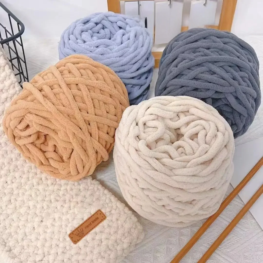 3 Stück 300g Chenille Strick garn Softeisst reifen Linie Baumwollgarn DIY Wollgarn für hand gefertigte Strick decke Schal dicken Faden