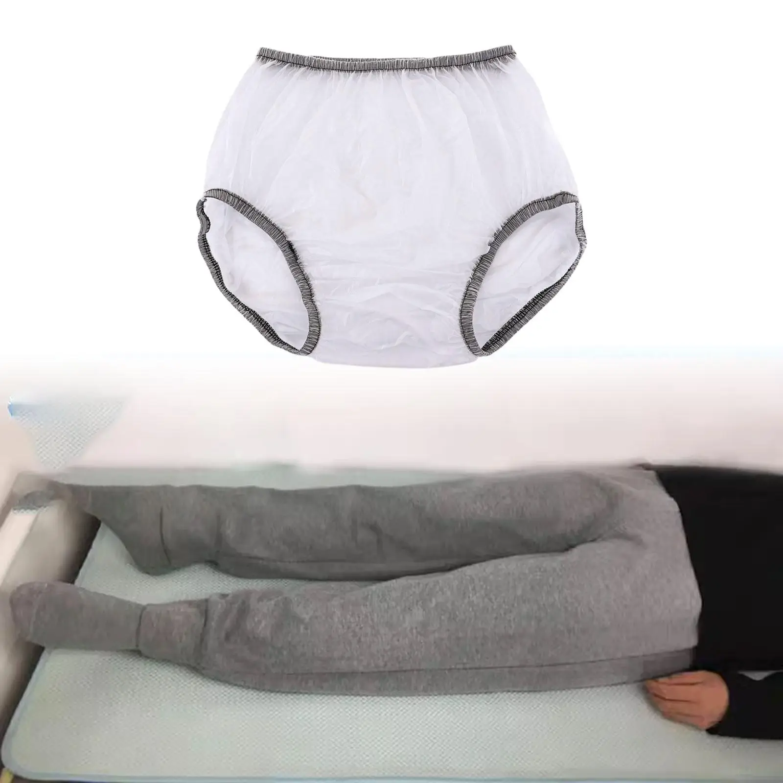 68UA Water Resistant Reusable Adult Diaper Cover PVC Plastic Pants, Incontinence Protective Transparent Elastic Diaper Cover