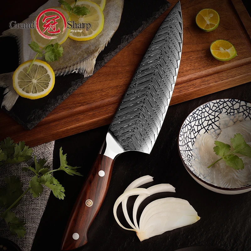 Damascus Chef Knife vg10 Japanese Damascus Steel Luxury Cooking Tools Gyuto Japanese Kitchen Gadgets Limited Edition Rosewood