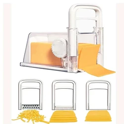 Cheese Cutter with Container 3 Metal Blades Butter Slicer Chopper for Fresh Cheese Refrigerated Storage