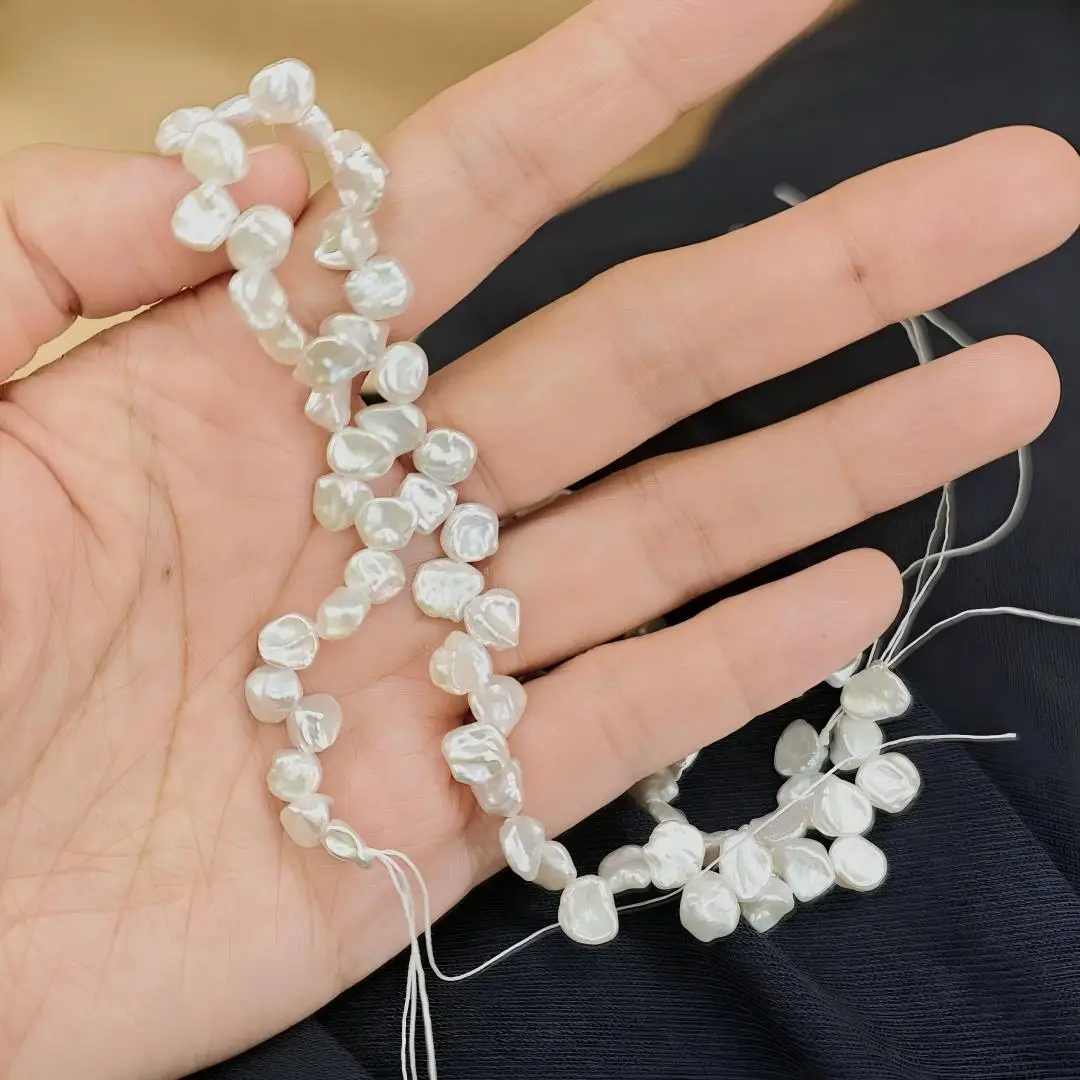 About 49pcs White Natural Freshwater Baroque Pearls, 3-4mm Irregular Loose Beads for Handmade Jewelry Craft