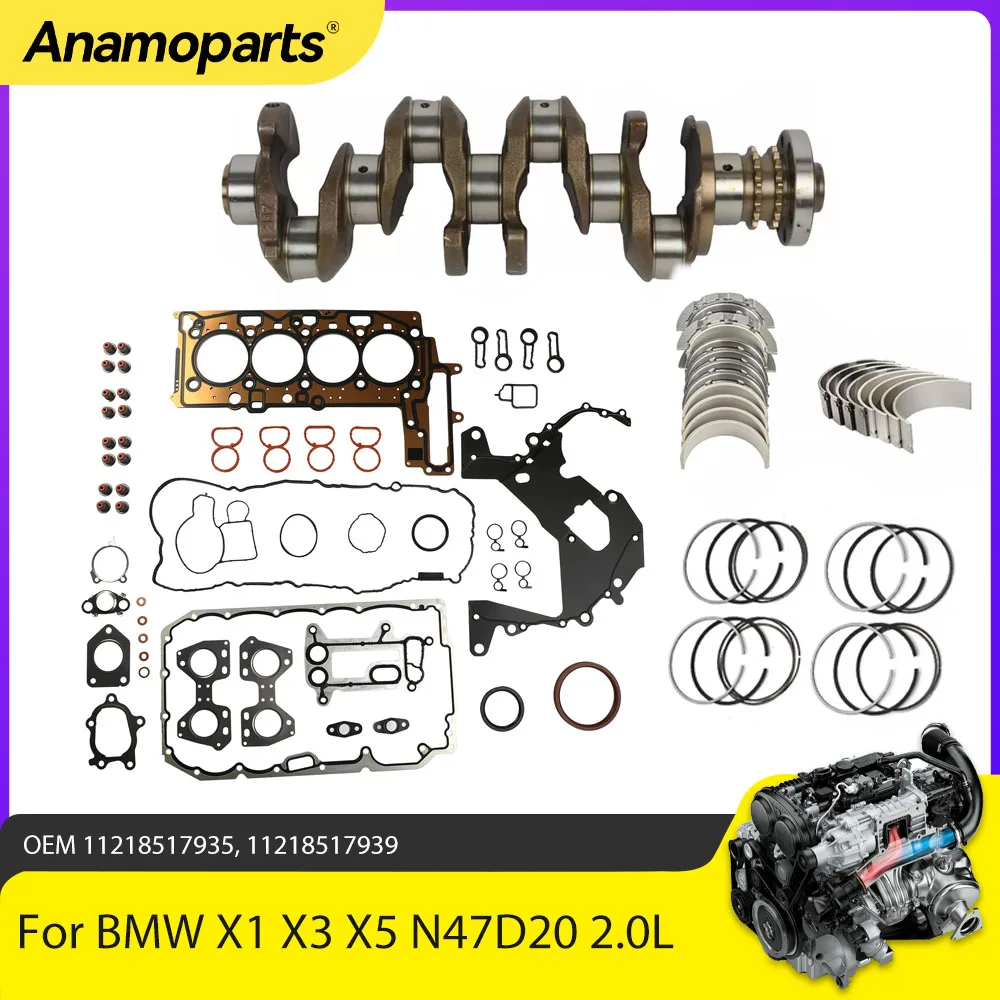 Zestaw pełnych uszczelek wału korbowego Zestaw łożysk korbowodu Pasuje do 2.0 L T N47 Diesel Do BMW N47D20C 120d 123d 318d 320d 520d X3 2.0L