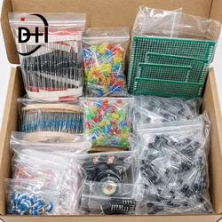 1900-teiliges Mega Electronic Component Kit inklusive Sortiment + Kondensatoren + Widerstände + LED + Transistoren + DC-Buchsen + Leiterplatte + Opamp