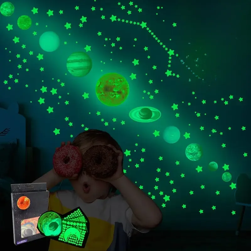 Boîte d'autocollants muraux Neuf Communautés ètes Shoes pour chambre d'enfant, salon, lueur dans la nuit, bricolage, fête, décoration d'intérieur, 525 pièces