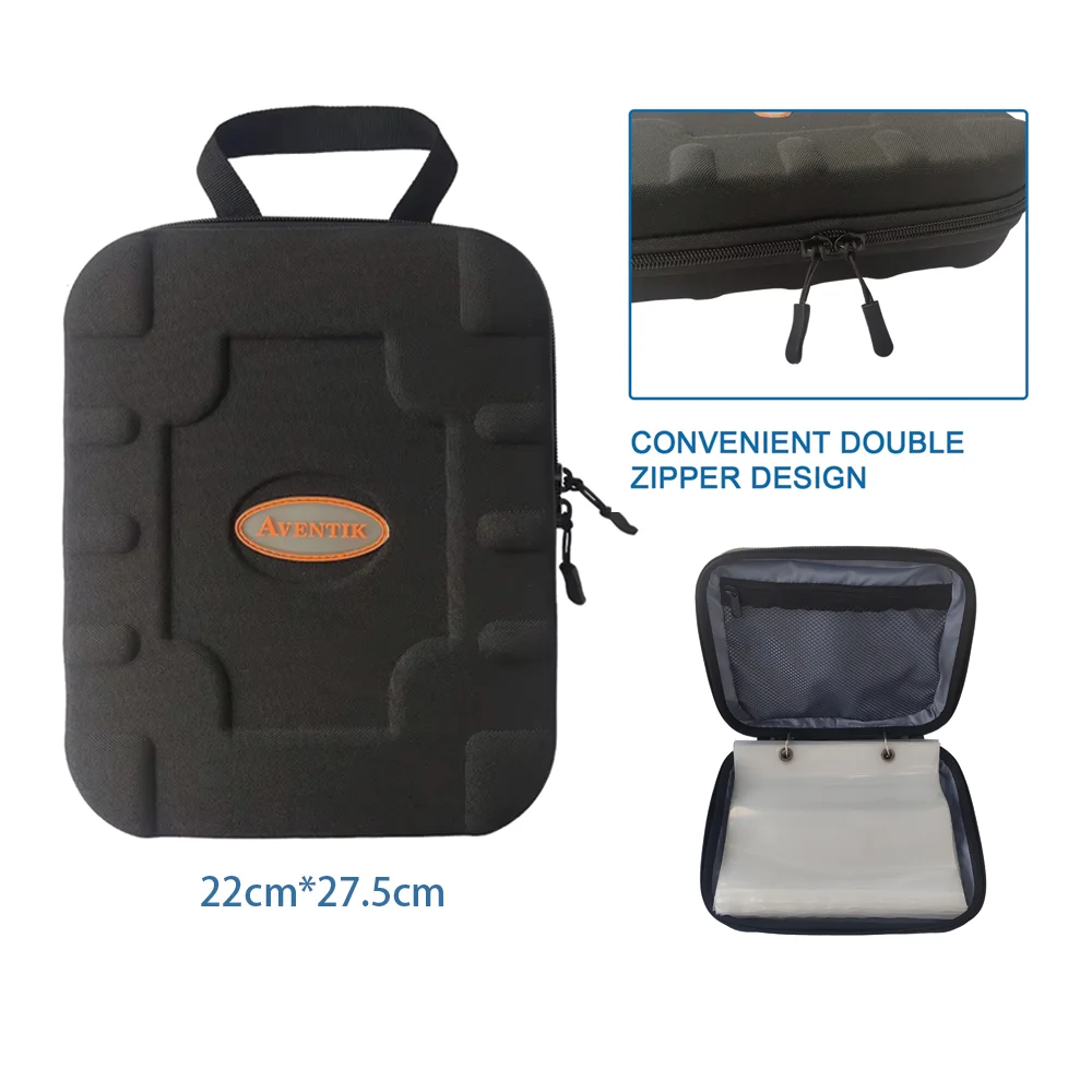 

Aventik Fishing Tackle Binder Hard Cover Fishing Bait Organized Storage Saltwater Resistant Fishing Tackle Storage Black Bag