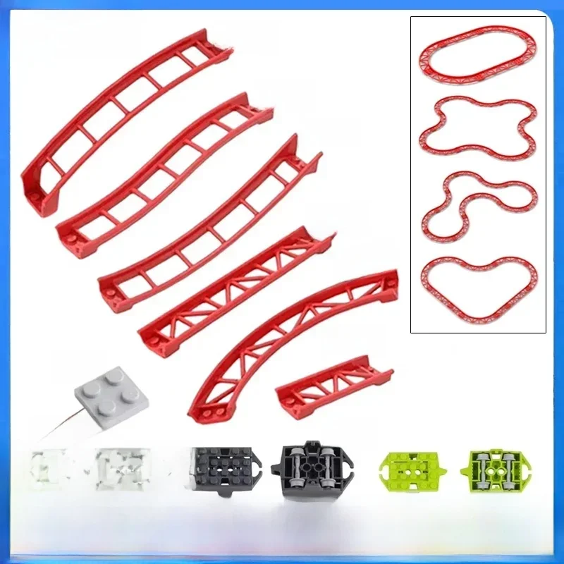 Modèle de montagnes russes sur rail, 10 pièces, Train de ville ferroviaire, partie technique, blocs de construction MOC pour enfants, cadeaux 26022 25059 25061 34738