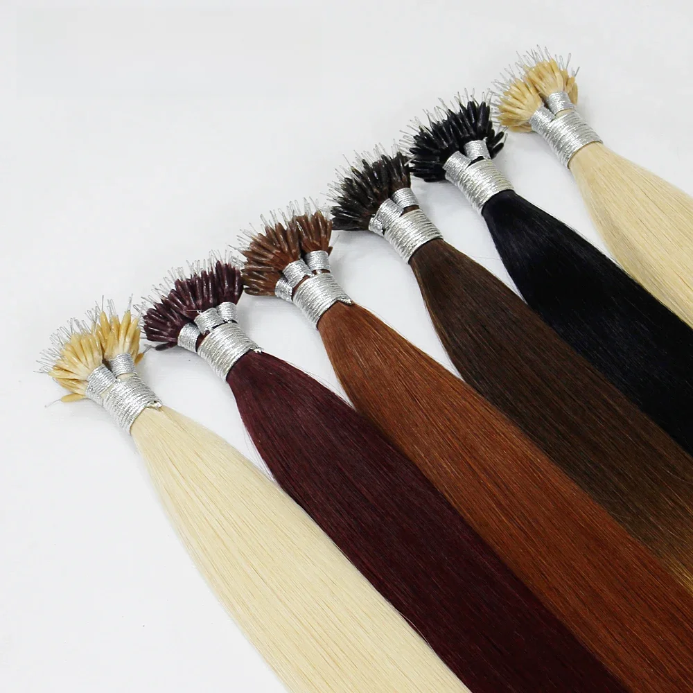 FOREVER HAIR Remy Nano Ring Menselijk Natuurlijk Haarverlenging 0,8 g/s 16 "18" 20 "Keratine Recht Europees Micro Kralen Haar 50 Stuks - afbeelding 2