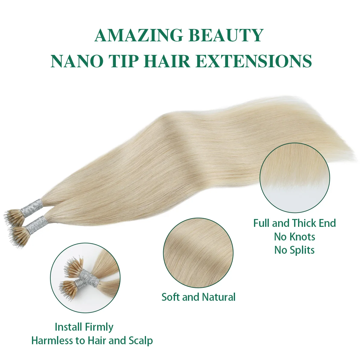 Sixstarhair 100% ストレートレミー人毛エクステンション 50 グラム 50 ストランド 16'18'20'22'24' ナノリングヘアエクステンション女性用