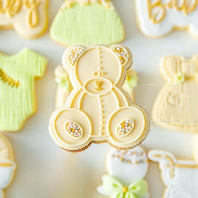 Emporte-pièce Fondant bébé douche presse à biscuits timbre gaufreur Cutter outil de décoration de gâteau acrylique Fondant sucre gâteau moule