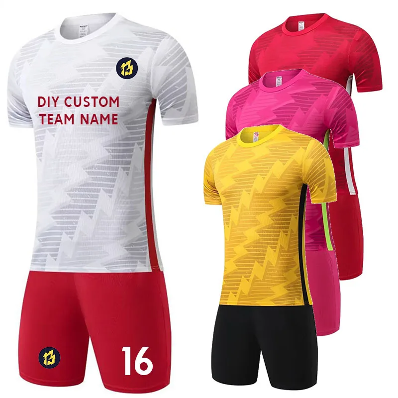 Custom Soccer Jersey Set Football Short Sleeve 23/24  Shirt Pants Training Tracksuit Men's Team Club Breathable Uniform Set