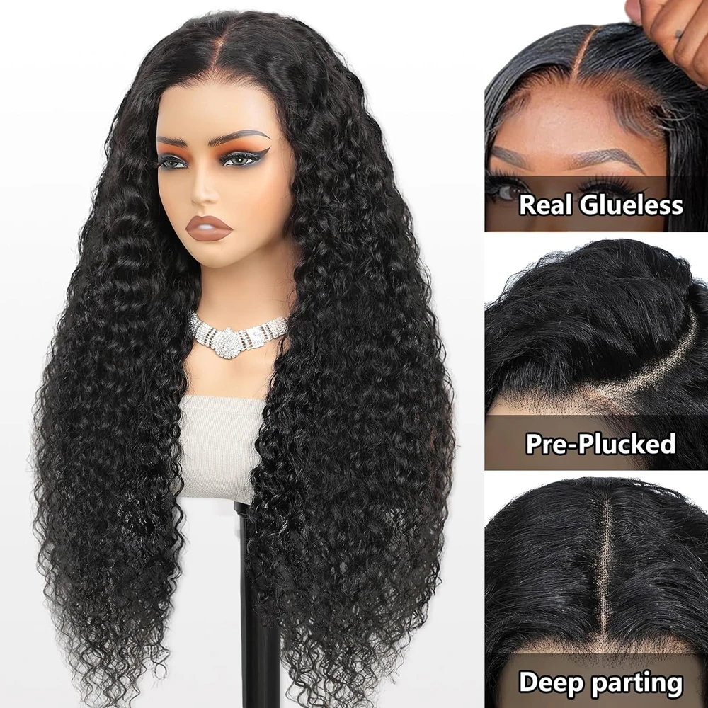 250% الكثافة 40 بوصة غلويليس وضعه والذهاب 5x5 الدانتيل إغلاق موجة عميقة 13x4 13x6 الجبهة شعر الإنسان مجعد لا الدانتيل جاهزة للذهاب الباروكات #3