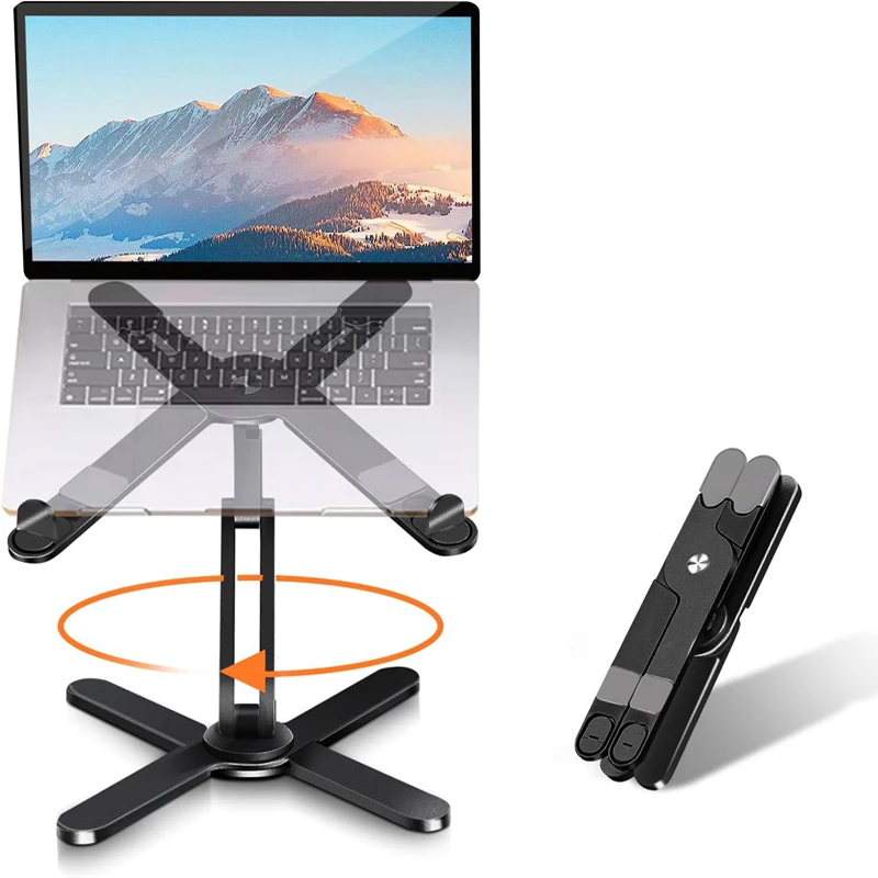 Universeller Halter aus Aluminiumlegierung 360° ° Rotations-Notebooks, faltbarer X-Style-Ständer, tragbare Buch-Tablet-Halterung mit Wärmeableitung