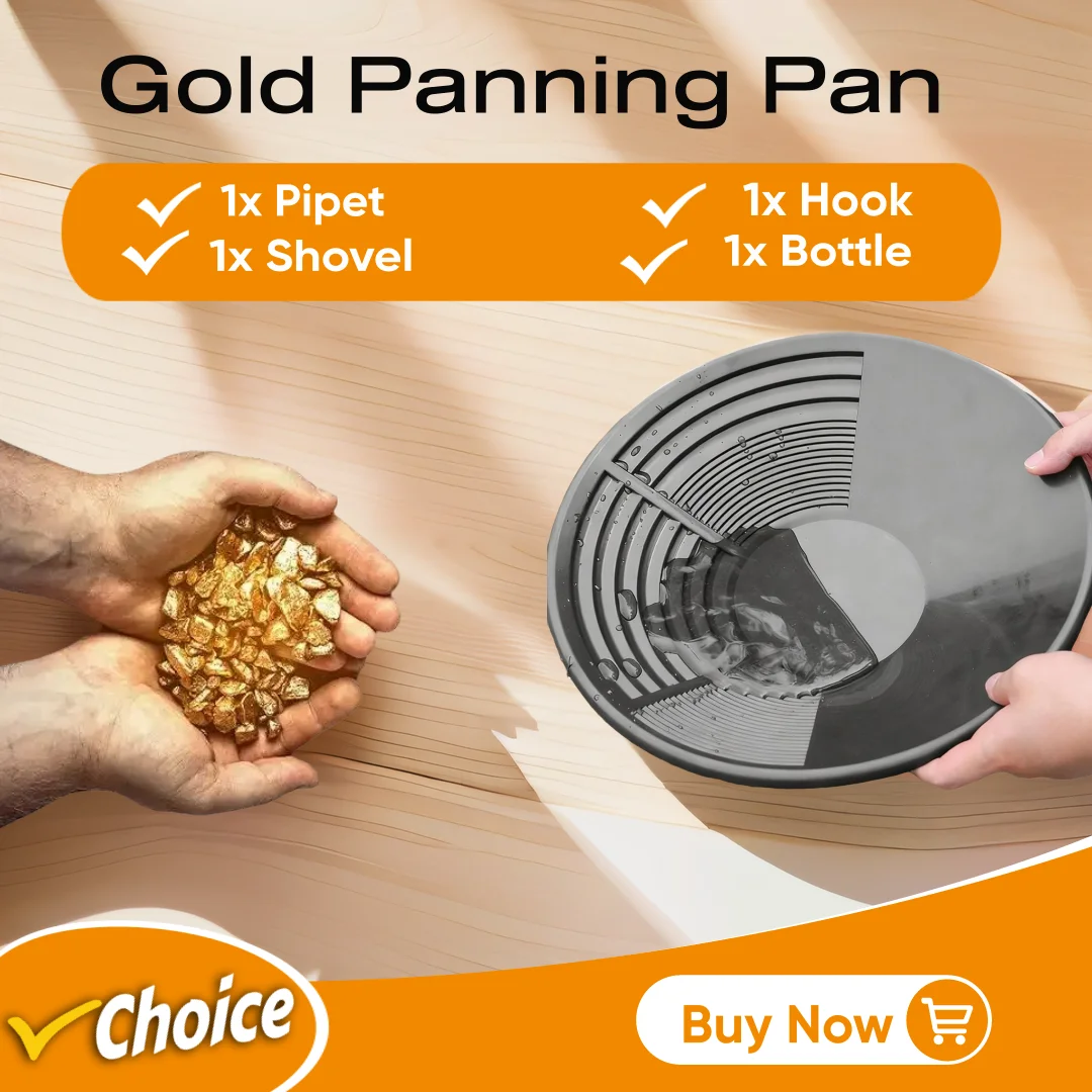 

Thickened Plastic Gold Pan Outdoor Mining Prospecting River Tool 1xGold Panning Pan,1x Shovel,1x Hook,1x Pipet,1x Bottle