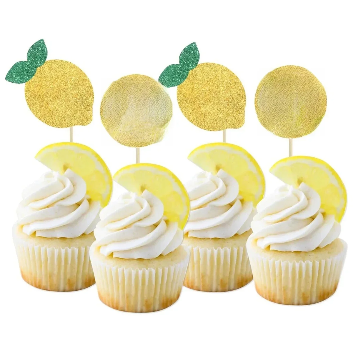 Décorations de gâteaux de fête aux fruits, 24 pièces, décor de gâteau à thème d'été, citron, fraise, cerise, décoration de Cupcake, mariage, anniversaire