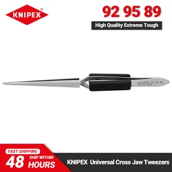 KNIPEX 92 95 89 Tweezers Universal Self-closing Function Cross Jaw Tweezers Extreme Toughness and Good Corrosion Resistance