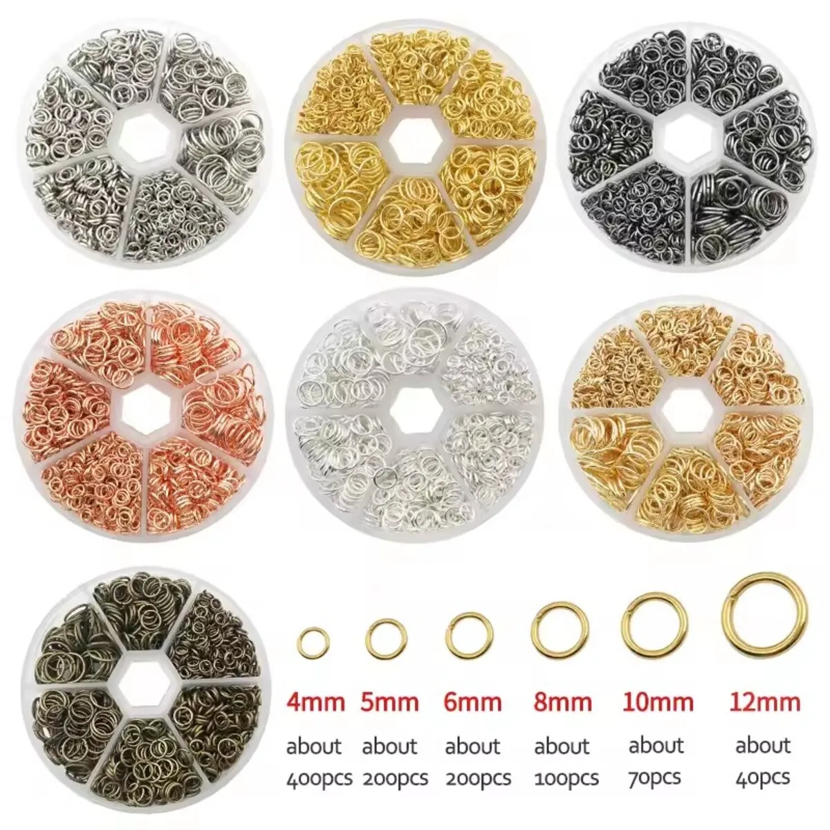 1 Box Metall Offene Biegeringe Spaltringe Verbinder Eisen Offener Biegering Für Diy Schmuck Machen (4mm 6mm 8mm 10mm)