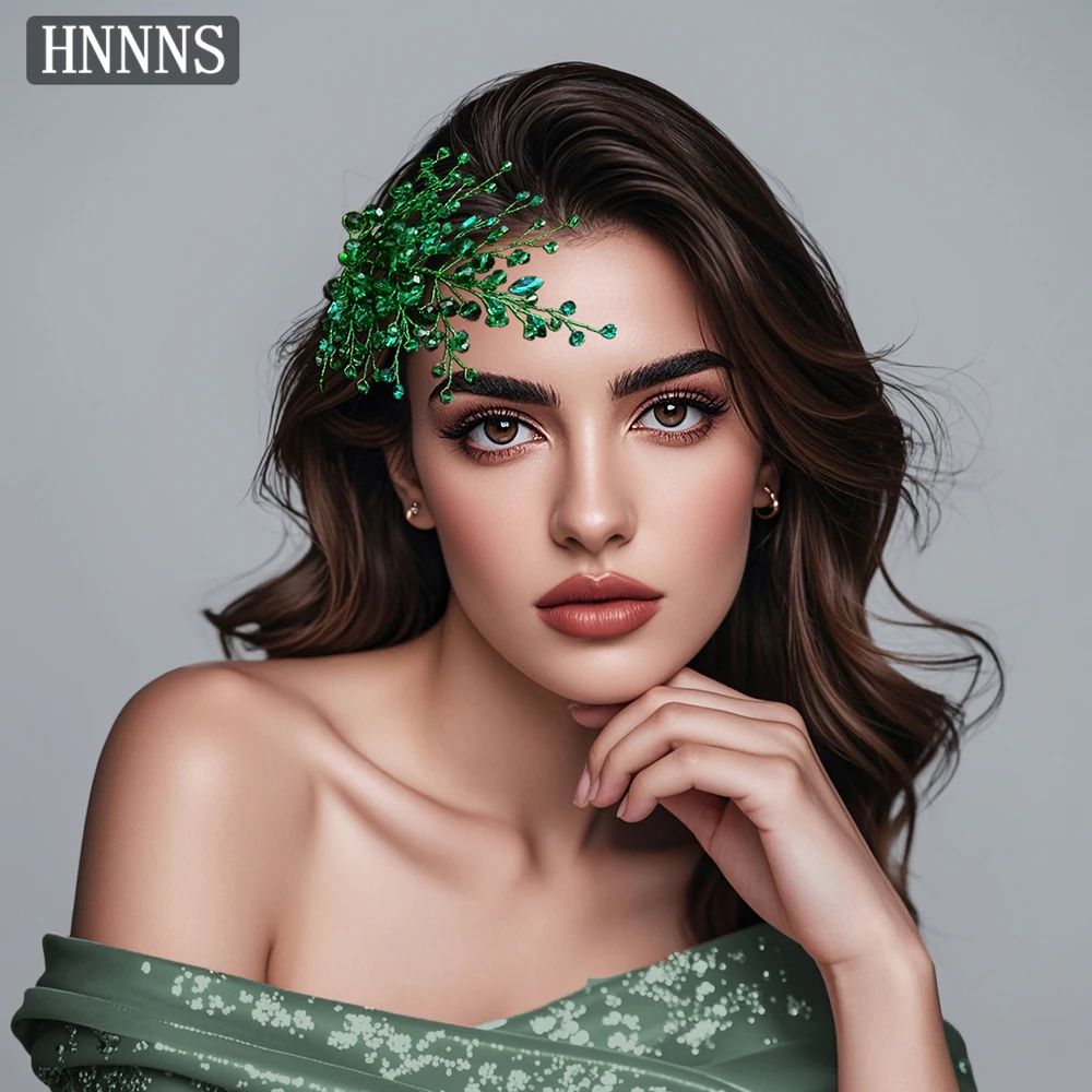 

HNNNS Forest Crystal Leaf Headband Sweet Elegant Headdress Handwoven Headpiece Bridal Hair Jewelry for Wedding Headwear A235