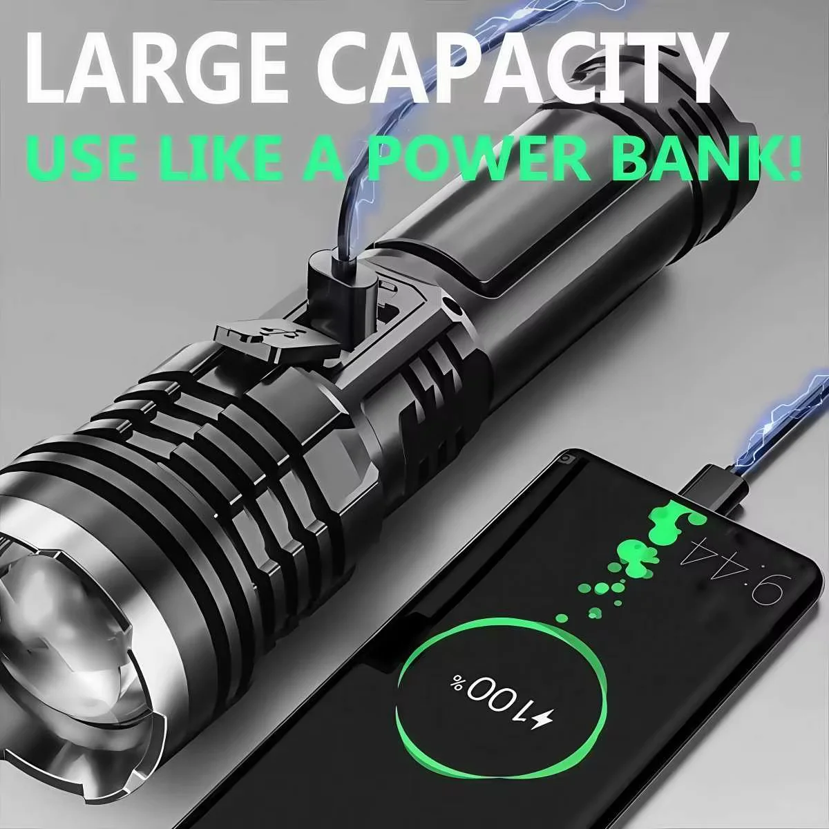 High Power White Laser LED Flashlight Built-in Battery USB Rechargeable Strong Light Tactical Torch Outdoor Camping Hiking Lamp