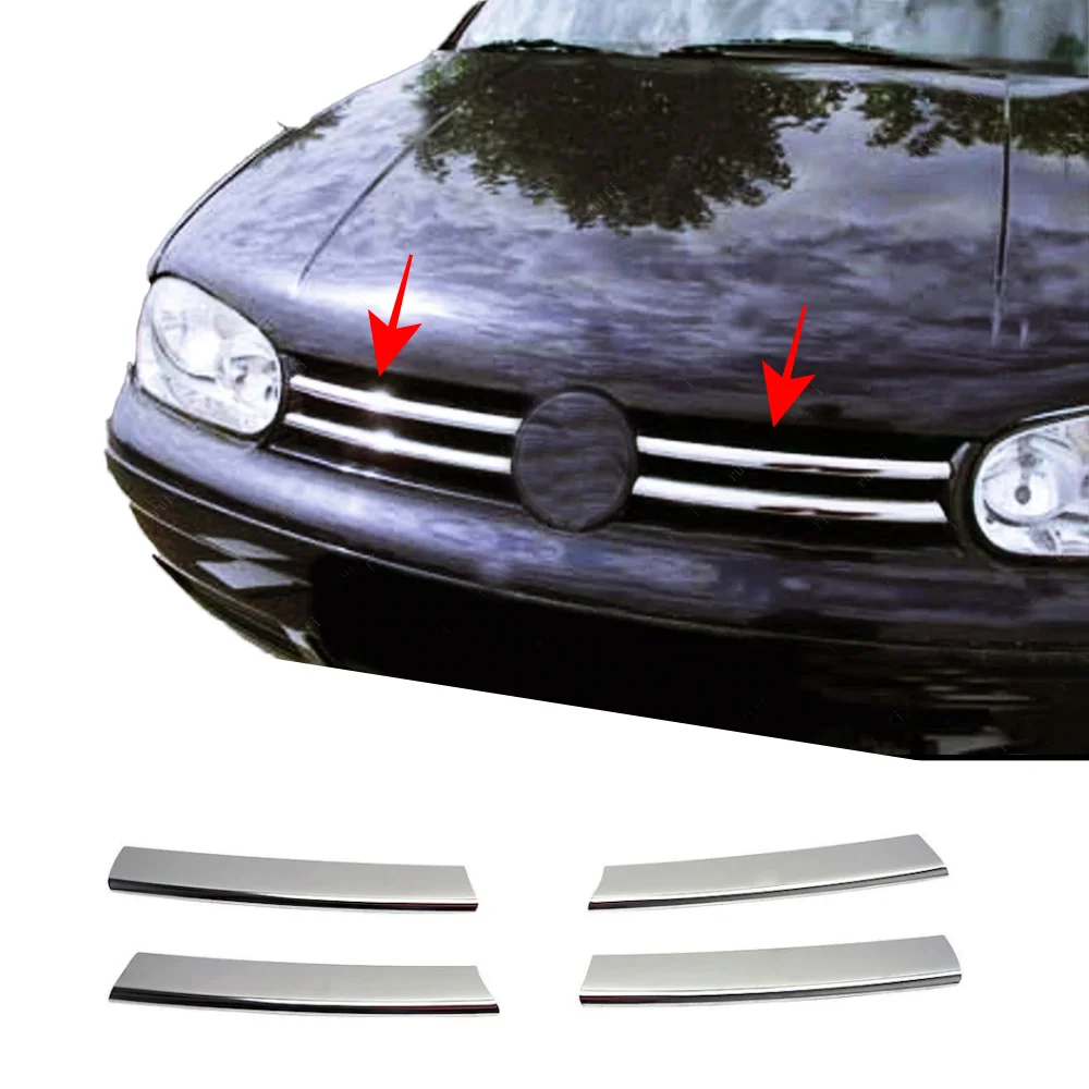 Chrome Grille for Golf 4 Stainless Steel 4 Pieces Glossy Gray Exterior Accessory for Golf MK4 1998-2004 Years Modification