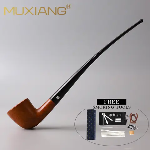 Churchwarden Pipes Handmade Briar Tobacco Pipe Slender Curved Handle Smoking Reading Pipe Smoking Pipe With Cleaning Accessories