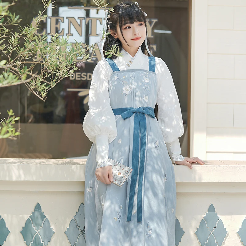 

Новая одежда Hanfu для женщин, улучшенные костюмы в китайском стиле для взрослых, осеннее платье на бретелях, праздничные костюмы для подиума, шоу DQL7570