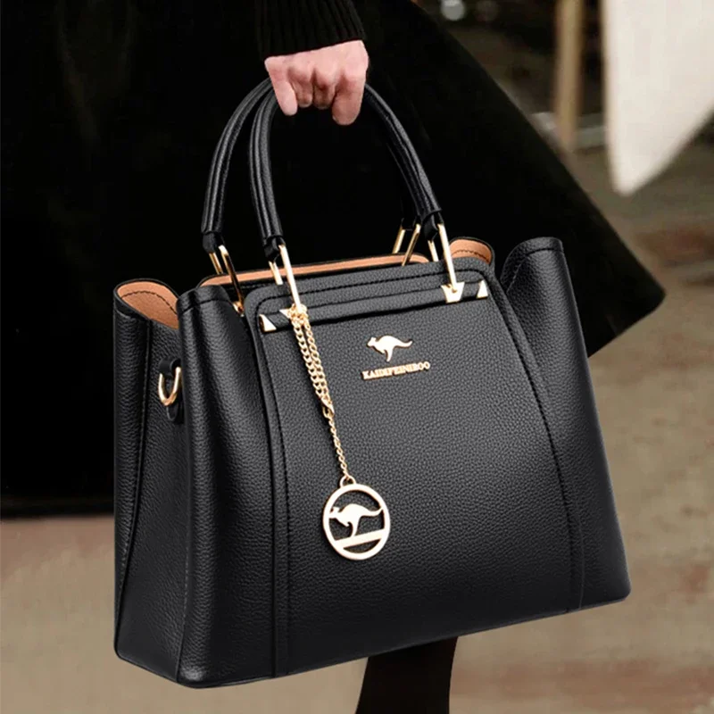 Torebki damskie z miękkiej skóry Luksusowy projektant 3-warstwowe torby na ramię Crossbody Damskie torby na zakupy o dużej pojemności Marka Messenger Tote — zdjęcie 2