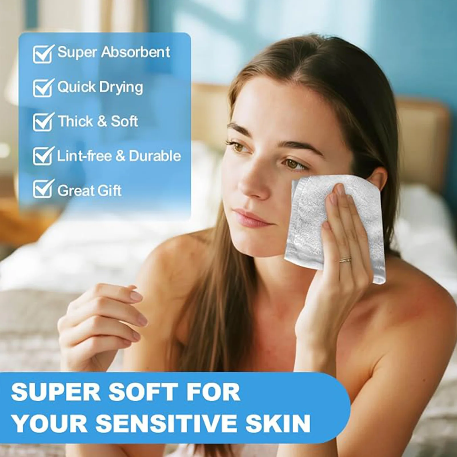 100% Cotton Washcloths Set, 24-Pack White Wash Cloths, 14x14 Inch | Highly Absorbent and Soft Feel Fingertip Towels, Machine Washable Washcloths for Bathroom, Gym, Hotel, Spa and Kitchen