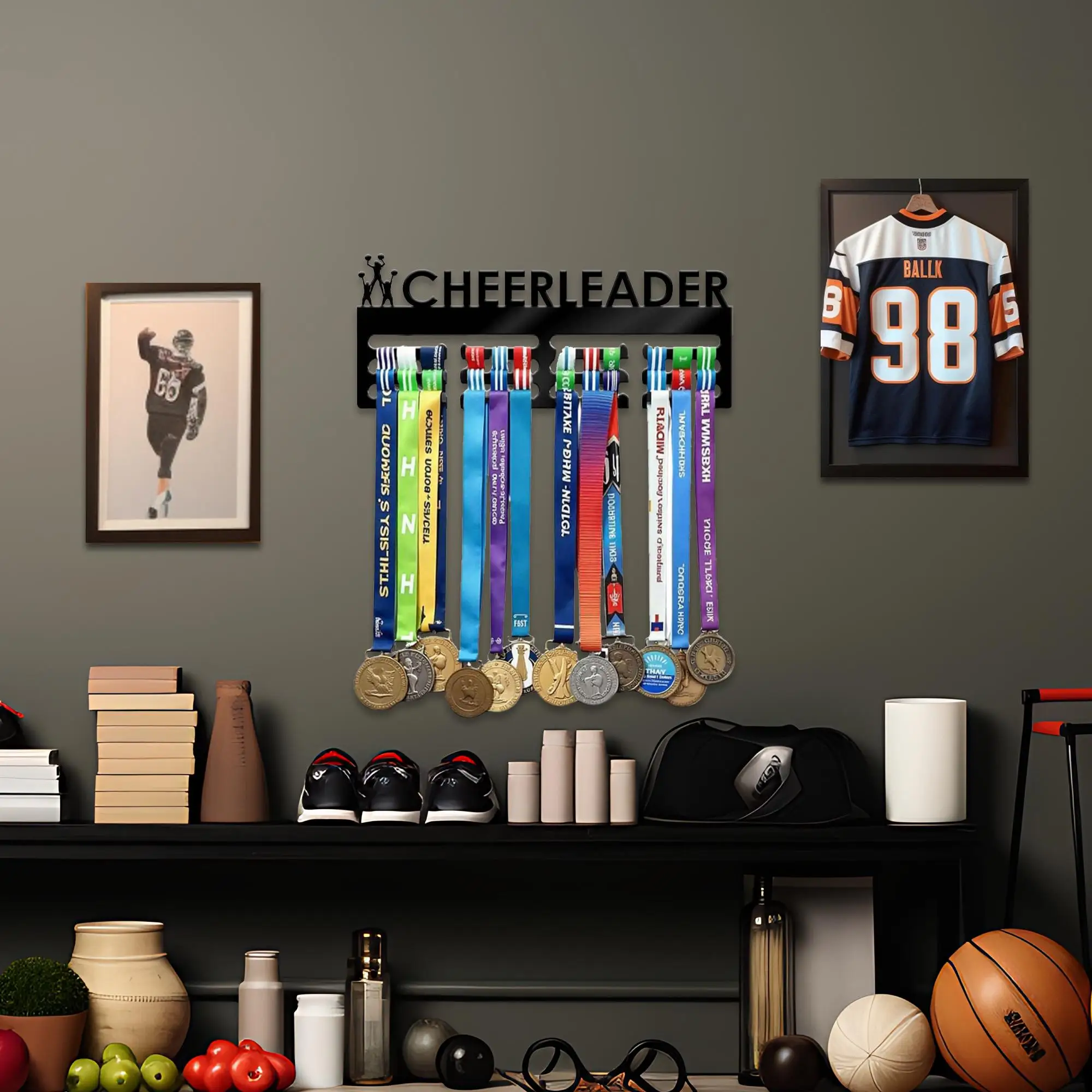 

Cheerleader Medal Hanger, Athlete Medal Rack, Display Cheer Medals, Awards and Ribbons Hanging Rack, Gift for Cheerleader