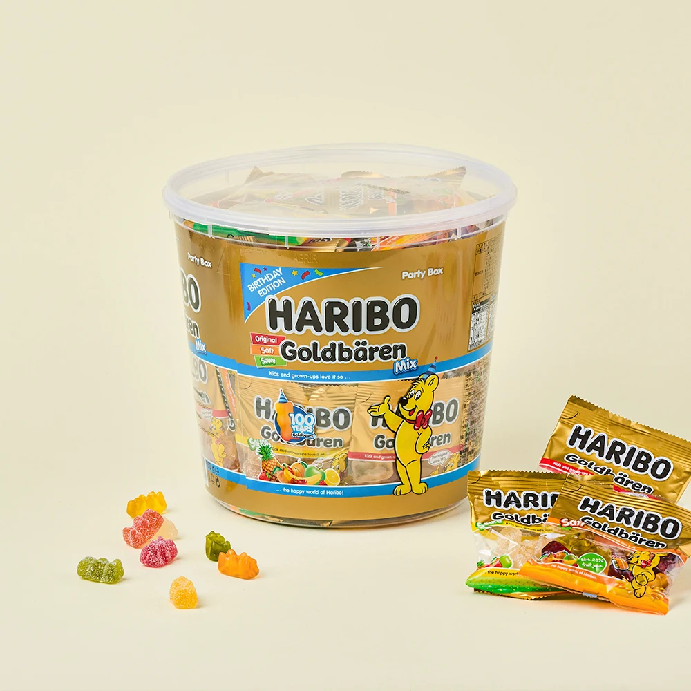 HHaribo Gold Beren Mix (Regular & Sour) small packing large capacity bear jelly bucket 870G * 2 pieces