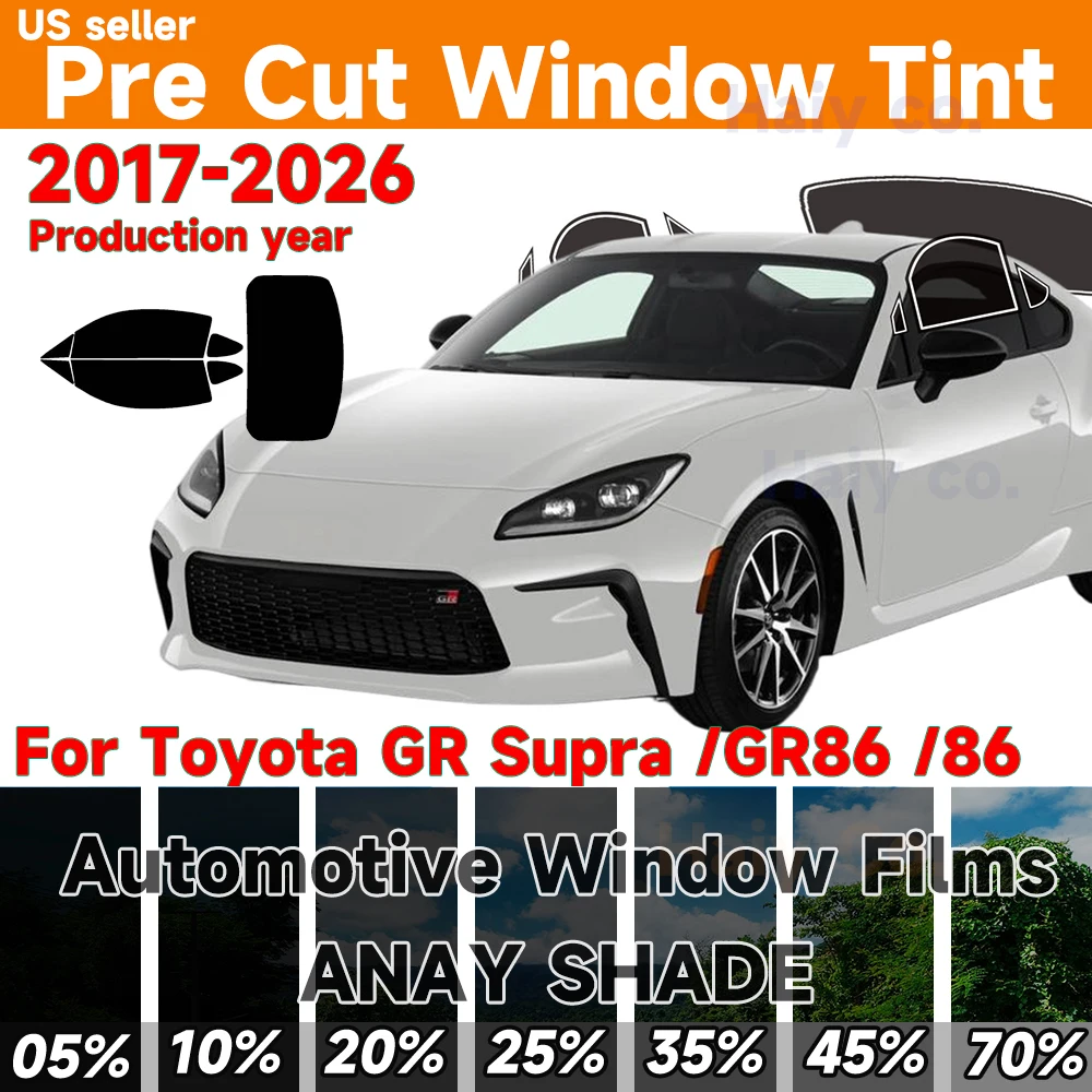 

Предварительно нарезанная тонировочная пленка для Toyota GR Supra, автомобильная наклейка, защита от солнца, жары и бликов, двухслойная пленка, комплект для Toyota 86 GR86 2017-2026