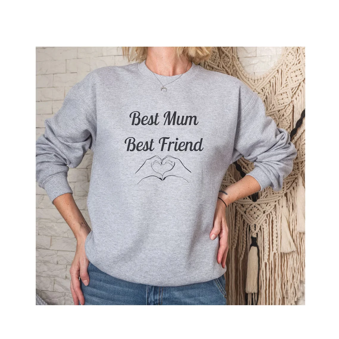 Sugarbaby Best Mum Best Friend Sweatshirt Long Sleeved Fashion Cotton Jumper Crewneck Sweater Unisex Casual Tops Drop Shipping