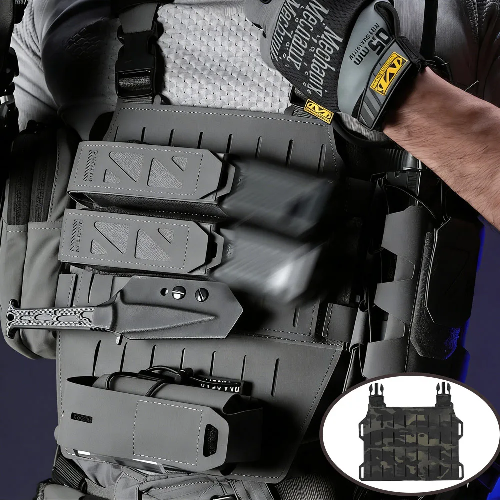 Tactical MOLLE Placard, Hoop Loop Front Flap Hanging Pane Laser Cut MOLLE for Tactical Chest Rig Huntting Vest Plate Carriers