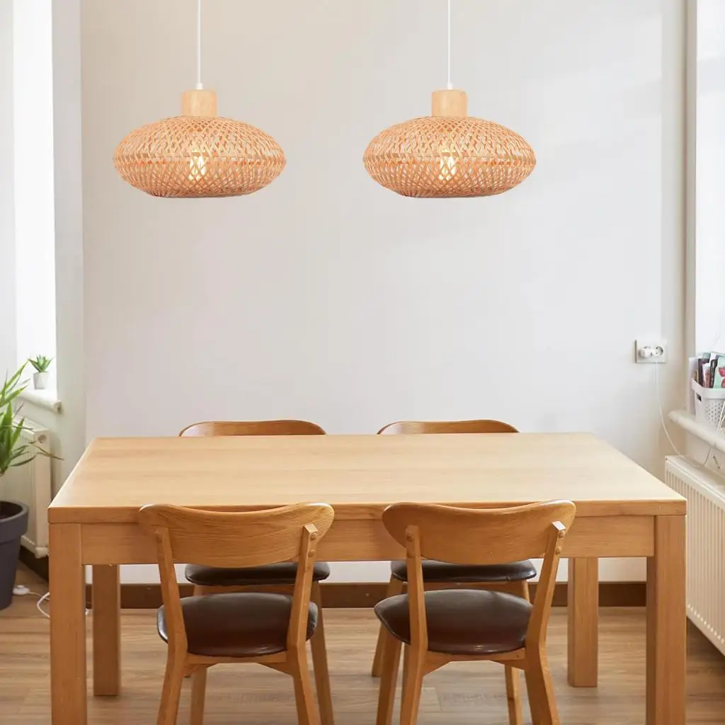 

Бамбуковый фонарь в китайском стиле, подвесной светильник, деревянные плетеные люстры из ротанга E27, бамбуковые абажуры ручной работы для дома, гостиной, спальни