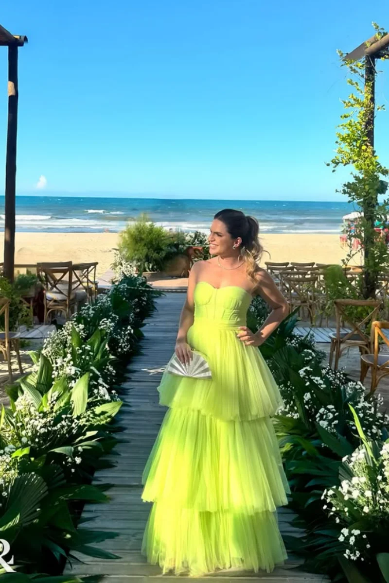 Annie Sexy Ombro A Ombro Prom Dresses Green Handmade Tulle layering Evening Dresses A-Shape Lady Party Dresses فساتين سهرة