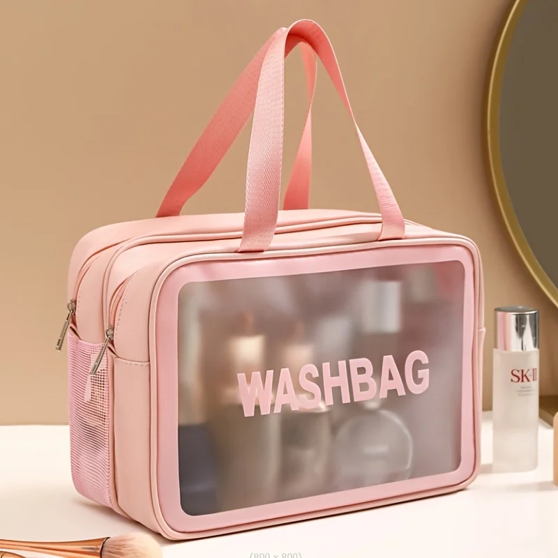 Travel Toiletry Bag Translucent Toiletry Bag with Handy Handle, Makeup Cosmetic Organizer Bag for Travel Toiletries Accessories