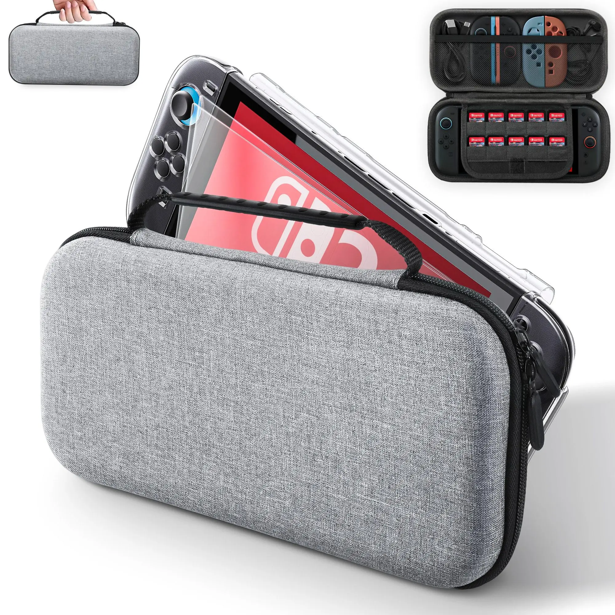 Beschermende folie, 5-in-1 set, geschikt voor de Nintendo Switch 2 (accessoires voor de Switch 2, 2025). Complete set met 1 draagtas, 2 schermbeschermers, 1 beschermhoes voor de console, 1 achterkant
